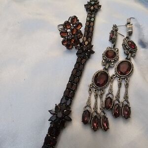 QVC Garnet and Silver Jewelry Set